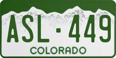 CO license plate ASL449