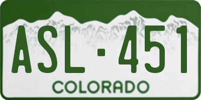 CO license plate ASL451