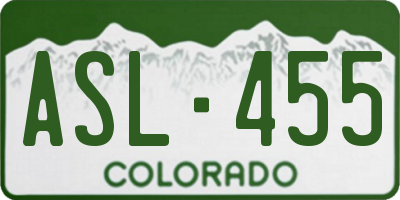 CO license plate ASL455