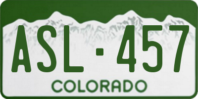 CO license plate ASL457