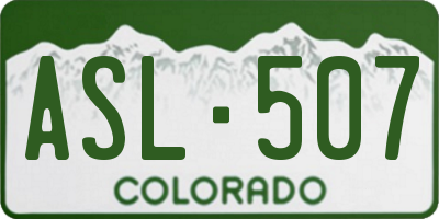 CO license plate ASL507