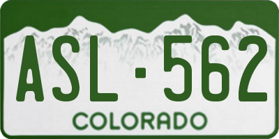 CO license plate ASL562