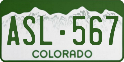 CO license plate ASL567
