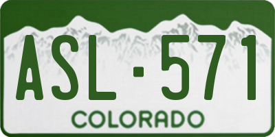 CO license plate ASL571