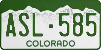 CO license plate ASL585