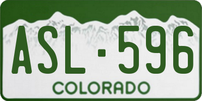 CO license plate ASL596