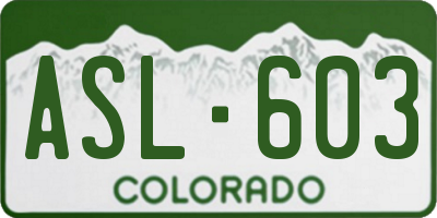 CO license plate ASL603