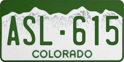 CO license plate ASL615