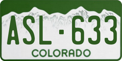 CO license plate ASL633