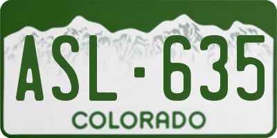 CO license plate ASL635