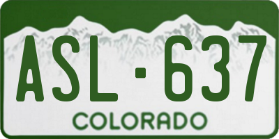 CO license plate ASL637