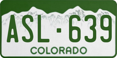 CO license plate ASL639