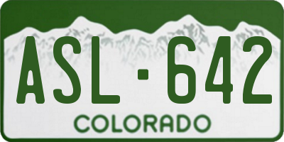 CO license plate ASL642
