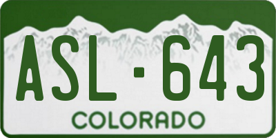 CO license plate ASL643