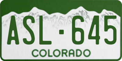 CO license plate ASL645