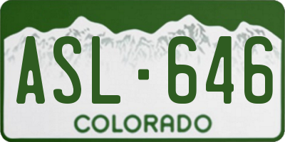 CO license plate ASL646