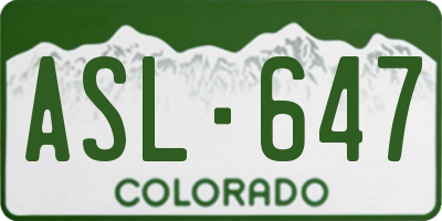 CO license plate ASL647
