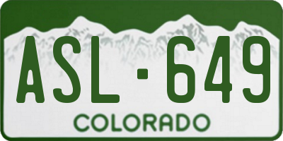 CO license plate ASL649