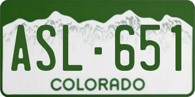 CO license plate ASL651