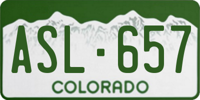 CO license plate ASL657