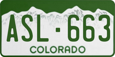 CO license plate ASL663