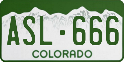 CO license plate ASL666