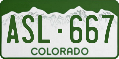 CO license plate ASL667