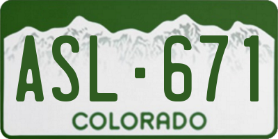 CO license plate ASL671