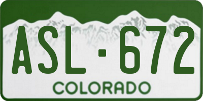 CO license plate ASL672