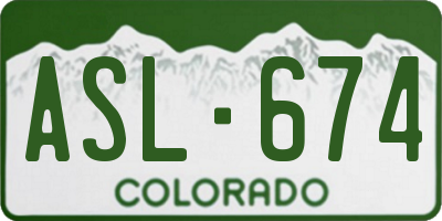 CO license plate ASL674