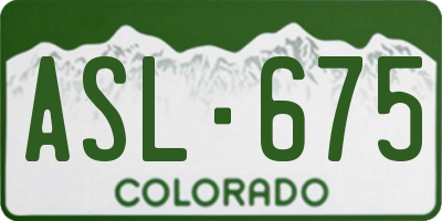 CO license plate ASL675