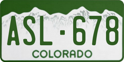 CO license plate ASL678