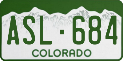 CO license plate ASL684