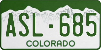 CO license plate ASL685