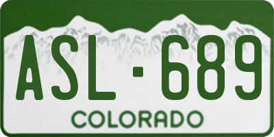 CO license plate ASL689