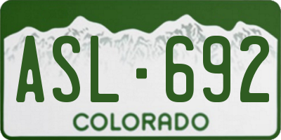 CO license plate ASL692