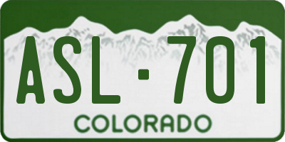 CO license plate ASL701