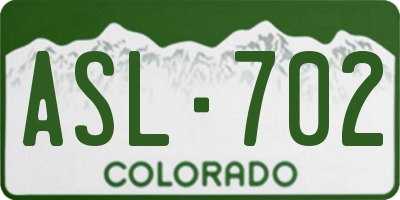 CO license plate ASL702