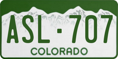 CO license plate ASL707