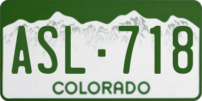 CO license plate ASL718