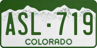 CO license plate ASL719