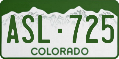 CO license plate ASL725