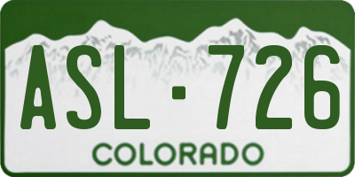 CO license plate ASL726