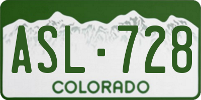 CO license plate ASL728