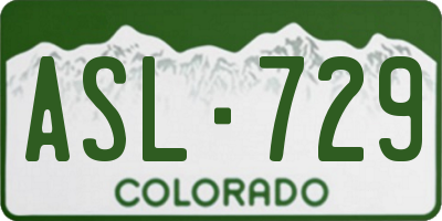 CO license plate ASL729