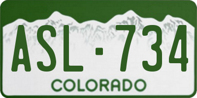 CO license plate ASL734