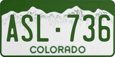 CO license plate ASL736