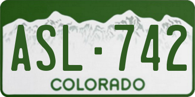 CO license plate ASL742
