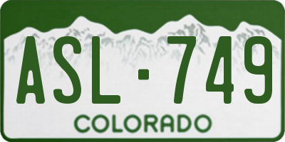 CO license plate ASL749