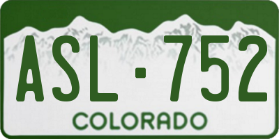 CO license plate ASL752